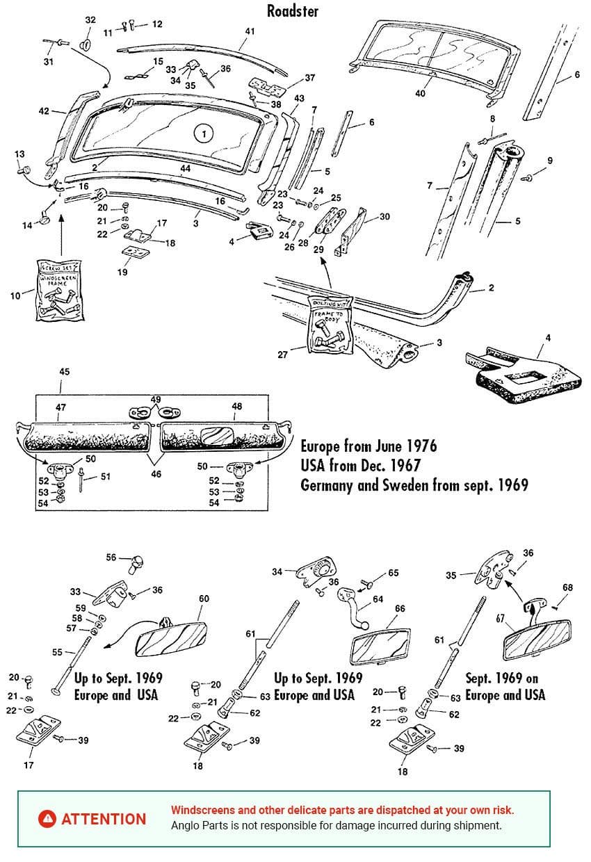 MGB 1962-1980 - Lusterka wewnętrzne | Webshop Anglo Parts - 1
