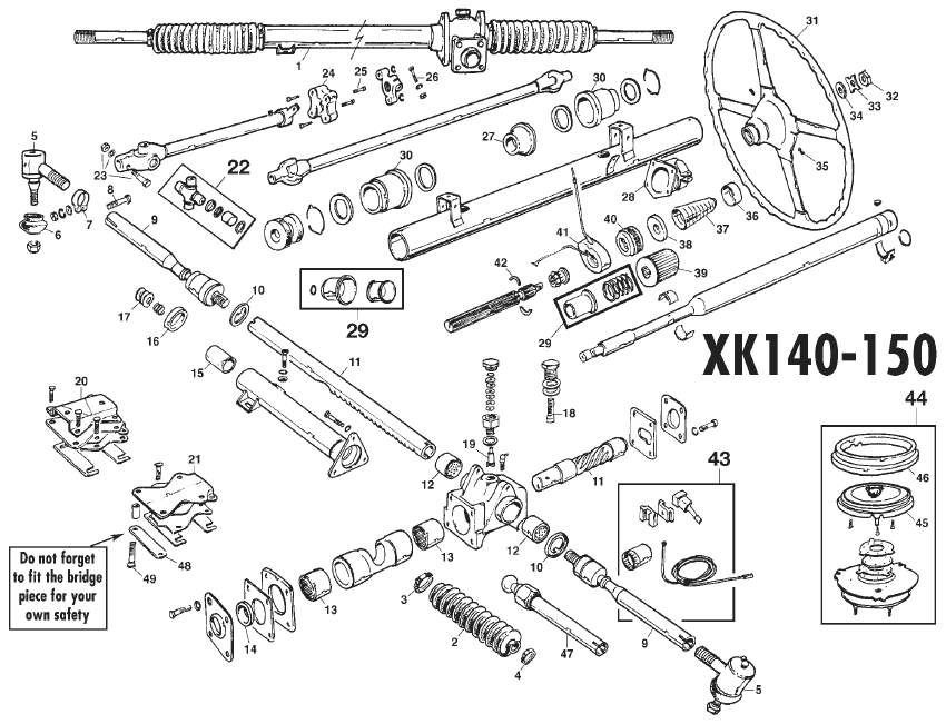 Jaguar XK120-140-150 1949-1961 - Steering racks & boxes - Steering XK140-150 - 1