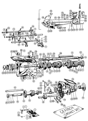 Hand versnellingsbak - MGTD-TF 1949-1955 - MG reserveonderdelen - Gearbox