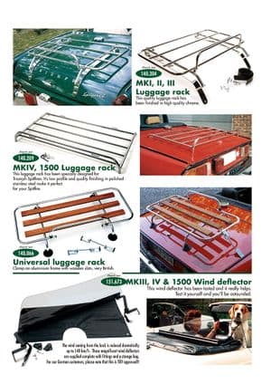 Exterior Styling - Triumph Spitfire MKI-III, 4, 1500 1962-1980 - Triumph spare parts - Luggage racks & wind deflector