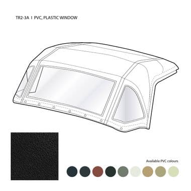 HOOD COMPLETE, PLASTIC WINDOW, PVC, CREAM /TR3-A, 1957-1961 - Triumph TR2-3-3A-4-4A 1953-1967
