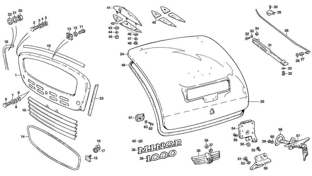 Morris Minor 1956-1971 - Car grills & air intakes - Radiator & boot fittings - 1