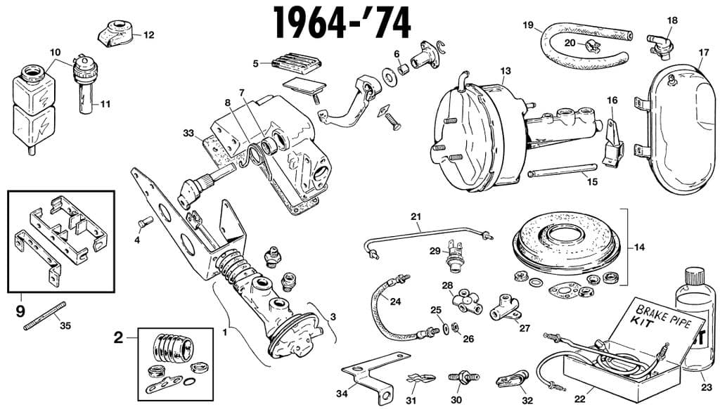 Jaguar E-type 3.8 - 4.2 - 5.3 V12 1961-1974 - Brake lines & hoses - Brake system 4.2 & V12 - 1