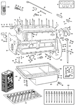 partes externas de motor - Austin Healey 100-4/6 & 3000 1953-1968 - Austin-Healey piezas de repuesto - Engine external 4 cyl