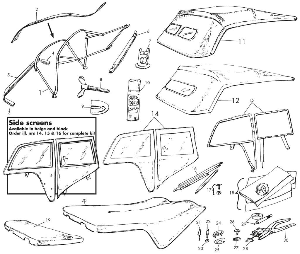 MGTC 1945-1949 - Huvor cabrio | Webshop Anglo Parts - 1