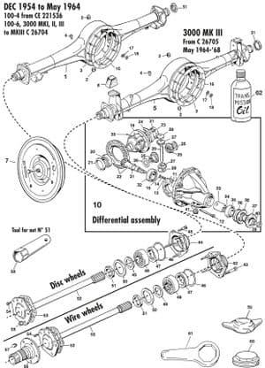 Differentieel & achteras - Austin Healey 100-4/6 & 3000 1953-1968 - Austin-Healey reserveonderdelen - Hypoid rear