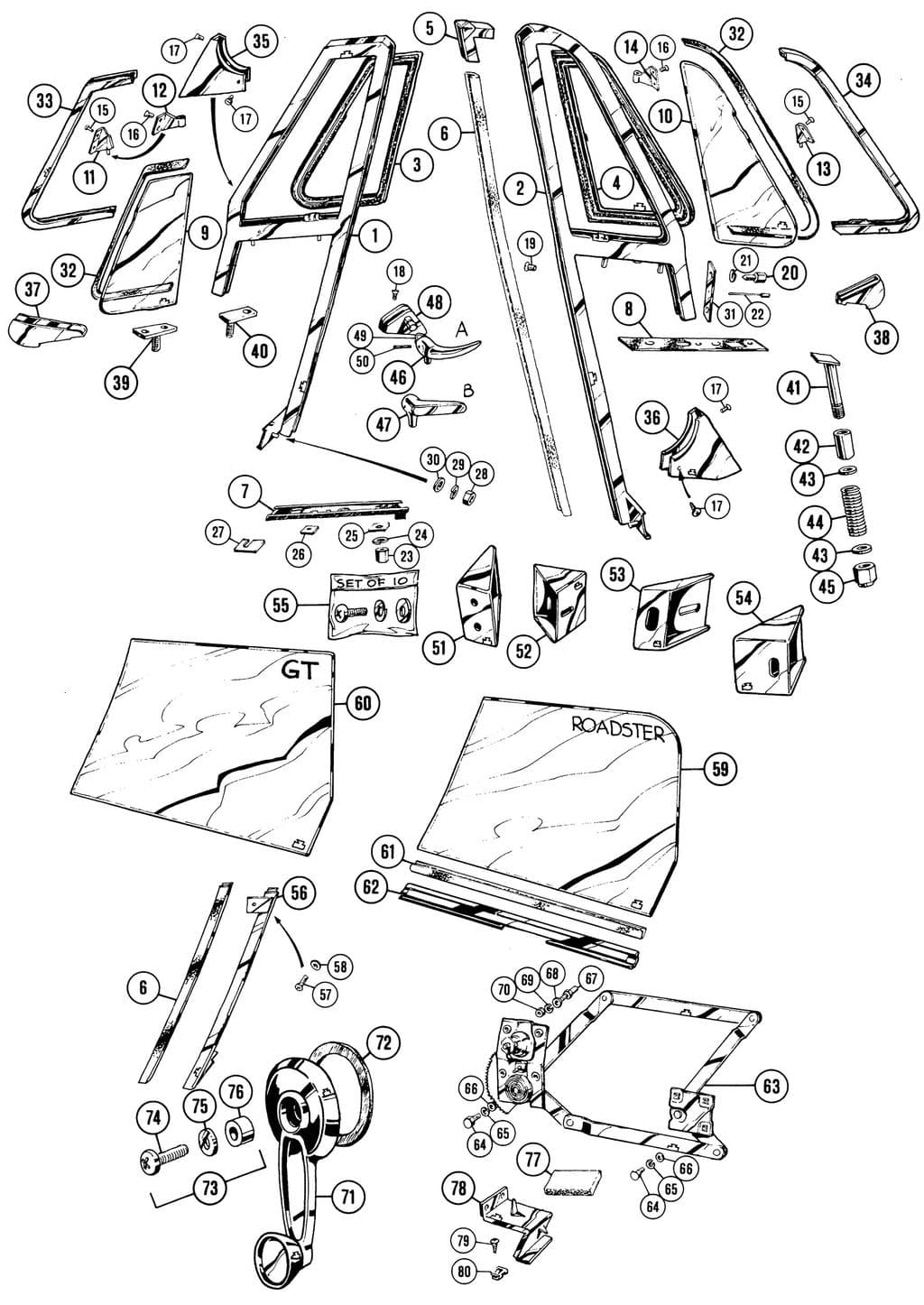 MGC 1967-1969 - Window regulators, motors, winders & parts - 1