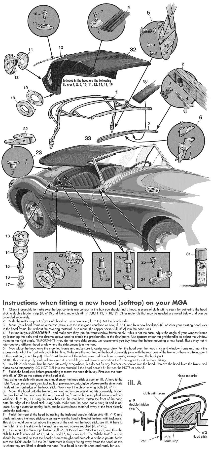 MGA 1955-1962 - Car tonneau covers | Webshop Anglo Parts - Hood & tonneau - 1