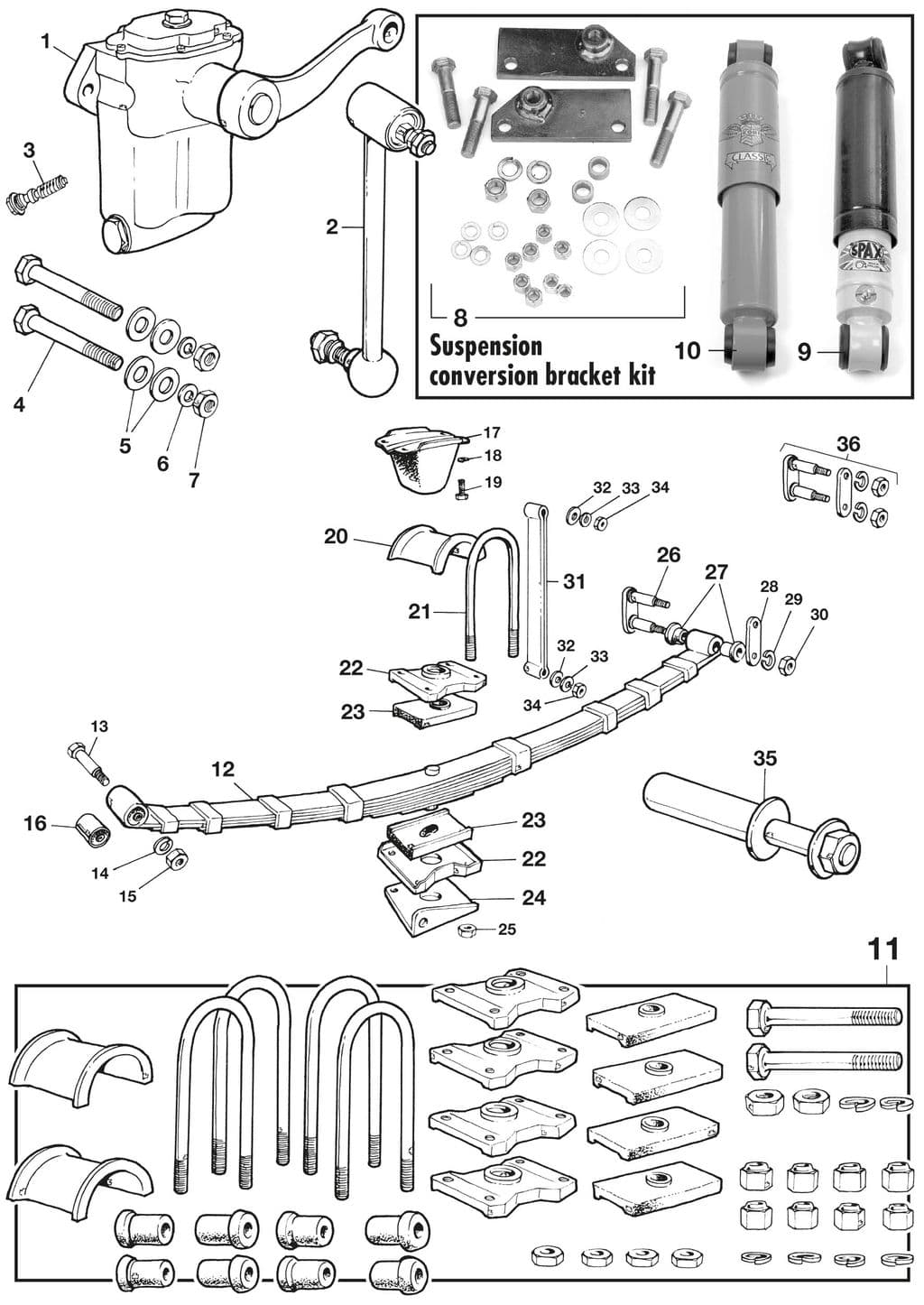 MGA 1955-1962 - Rear shock Absorbers / Dampers - Rear suspension - 1