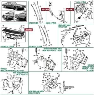 Wipers, motors & wash system - Jaguar XJS - Jaguar-Daimler 予備部品 - Wipers & washers