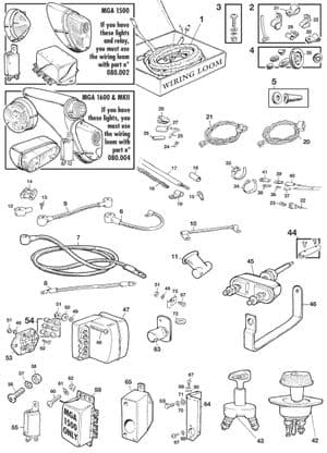 Wiring looms - MGA 1955-1962 - MG spare parts - Wiring & relays
