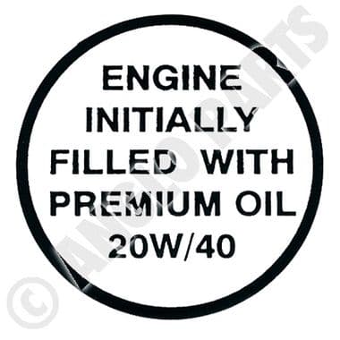 LABEL, ENGINE OIL 20W40 / JAG E TYPE | Webshop Anglo Parts