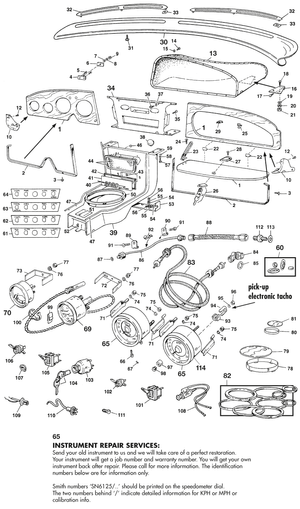 salpicaderos y componentes - Austin Healey 100-4/6 & 3000 1953-1968 - Austin-Healey piezas de repuesto - Dash instruments & swtiches BJ7/8
