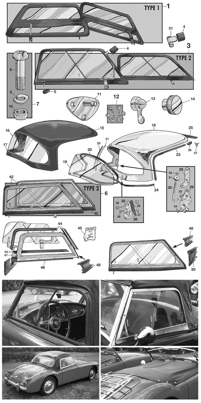 MGA 1955-1962 - Other interior parts & trim - Side screens & hardtop - 1