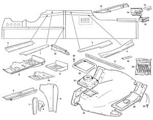 Elementy wewnętrzne nadwozia - Morris Minor 1956-1971 - Morris Minor części zamienne - Repair panels & tunnel