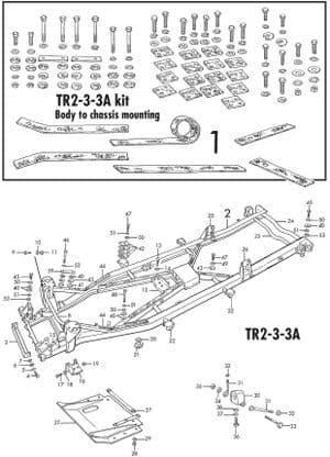 Chassis en montage - Triumph TR2-3-3A-4-4A 1953-1967 - Triumph reserveonderdelen - TR2-3A chassis