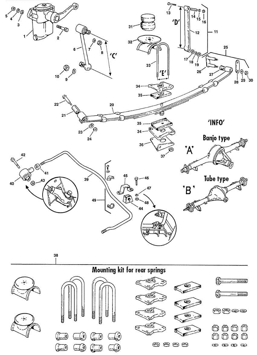 MGB 1962-1980 - Rear shock Absorbers / Dampers - Rear suspension - 1