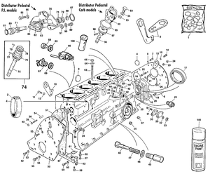 partes internas de motor - Triumph TR5-250-6 1967-'76 - Triumph piezas de repuesto - Engine block