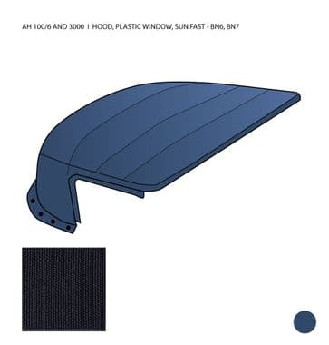 HOOD COMPLETE, PLASTIC WINDOW, SUN FAST, BLUE / AH 100-6, BN 6/3000, BN 7, 1957- - Austin Healey 100-4/6 & 3000 1953-1968