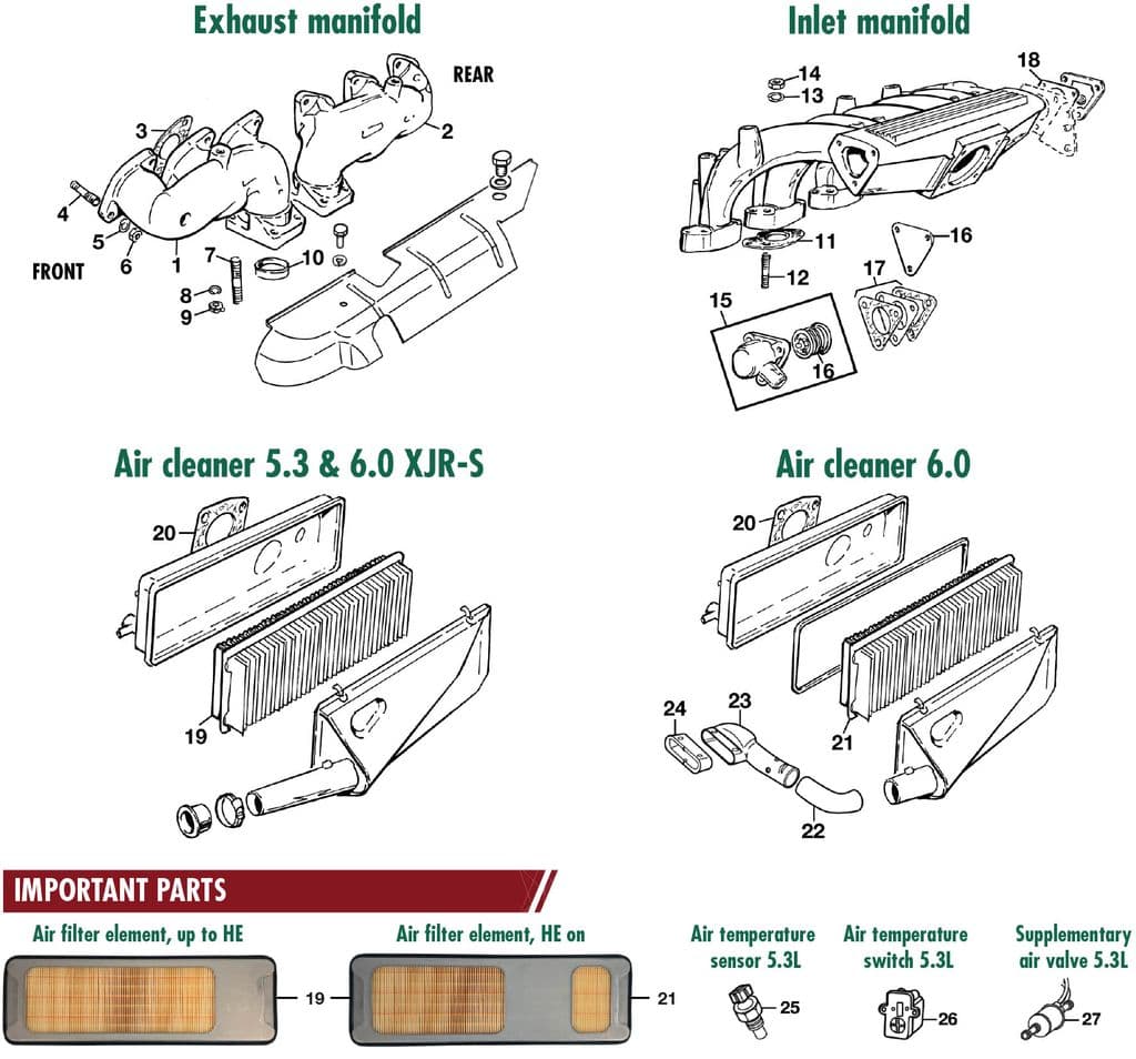 Jaguar XJS - Air filter boxes | Webshop Anglo Parts - Manifolds V12 - 1
