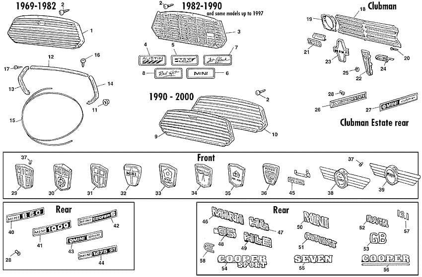 Mini 1969-2000 - Car grills & air intakes - Grills & badges - 1