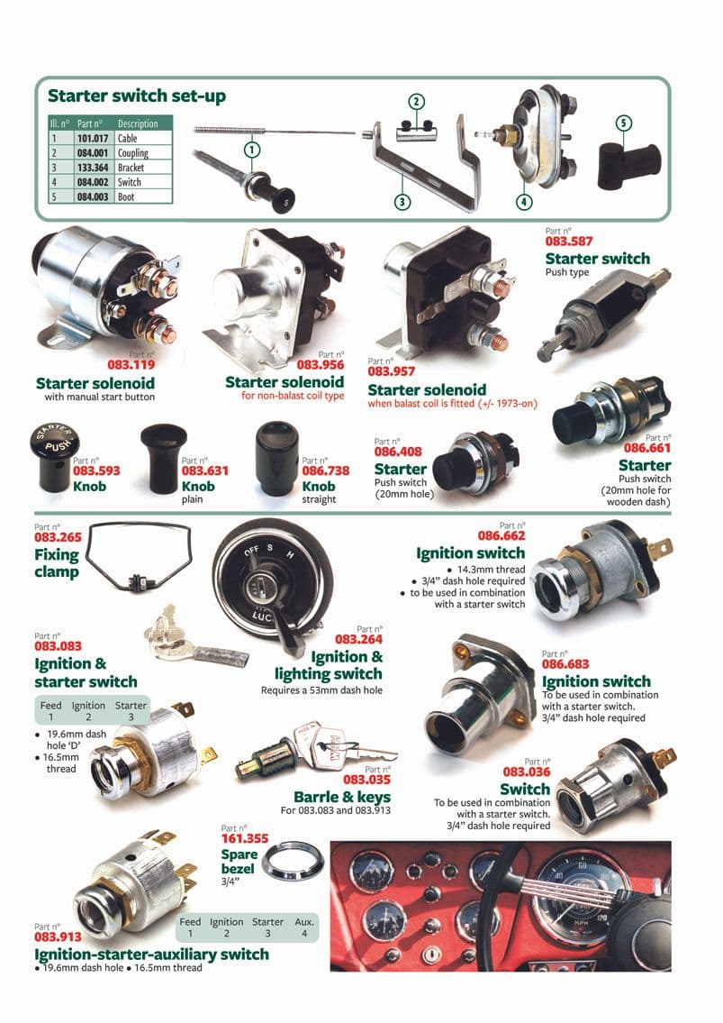 British Parts, Tools & Accessories - Knobs, buttons & switches - Ignition & starter switches - 1