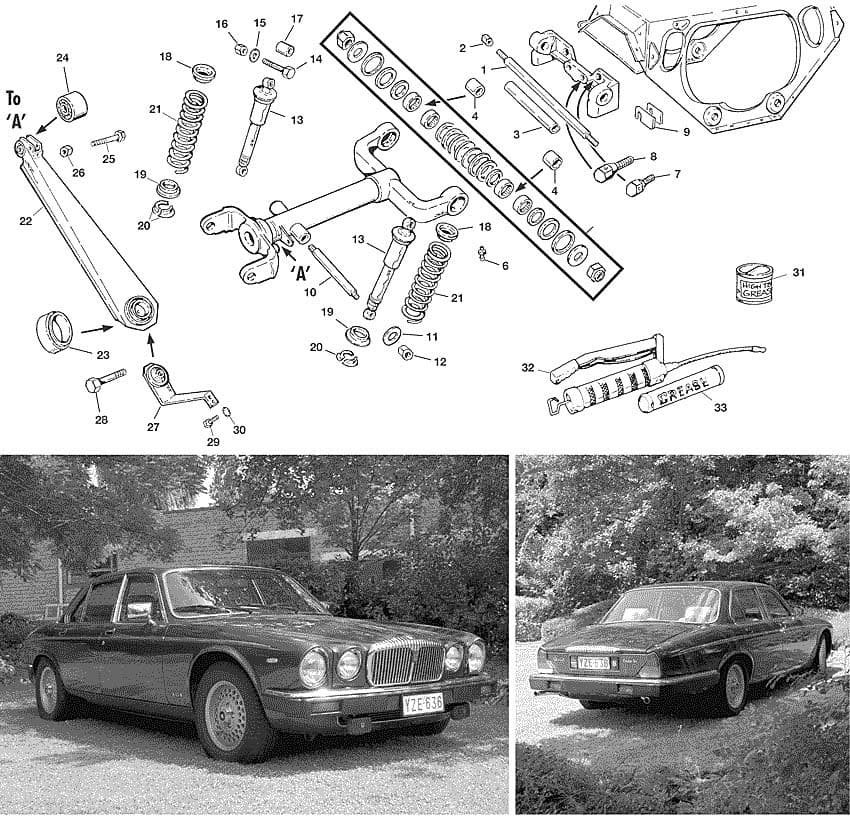 Jaguar XJ6-12 / Daimler Sovereign, D6 1968-'92 - Rear shock Absorbers / Dampers - Rear suspension - 1