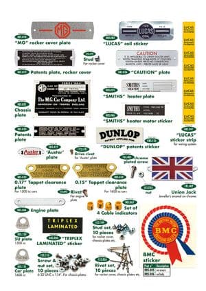 adhesivos y emblemas - MGA 1955-1962 - MG piezas de repuesto - ID plates & stickers