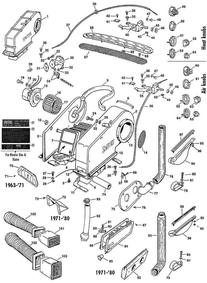 MGB 1962-1980 - AC & heater controls | Webshop Anglo Parts - 1