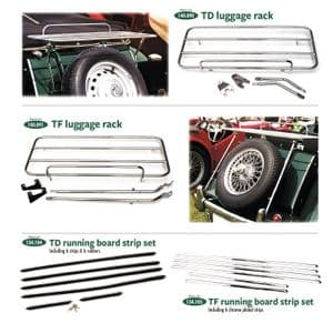 Tavaratelineet - MGTD-TF 1949-1955 - MG varaosat - LUGGAGE RACK + BOARD STRIP SET