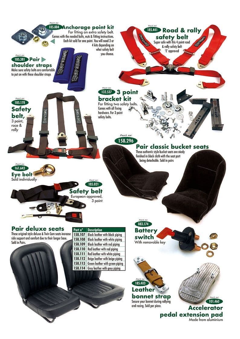 Seat & seat belts - Finiture Interni - Accessori e Tuning - MGA 1955-1962 - Seat & seat belts - 1