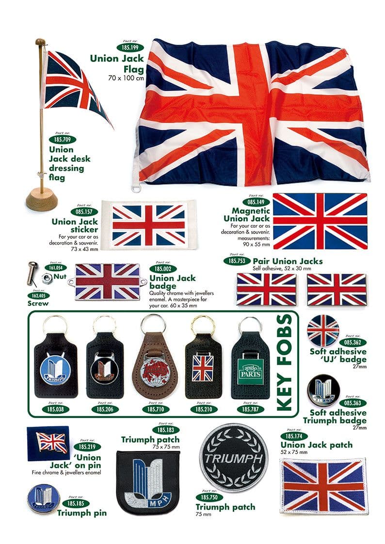Union jacks & key fobs - Stickers & enamel plates - Books & Driver accessories - Triumph Spitfire MKI-III, 4, 1500 1962-1980 - Union jacks & key fobs - 1