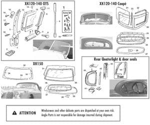 Korin kumiosat - Jaguar XK120-140-150 1949-1961 - Jaguar-Daimler varaosat - Windscreen & windows