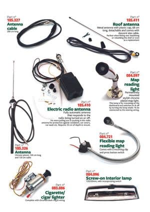 Sisustan varustelu & tarvikkeet - Mini 1969-2000 - Mini varaosat - Antenna's & reading light