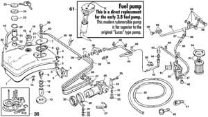 Polttoainetankit & pumput 6 cil - Jaguar E-type 3.8 - 4.2 - 5.3 V12 1961-1974 - Jaguar-Daimler varaosat - Fuel system 6 cyl
