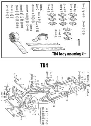Moottorin kiinnikkeet - Triumph TR2-3-3A-4-4A 1953-1967 - Triumph varaosat - TR4 chassis