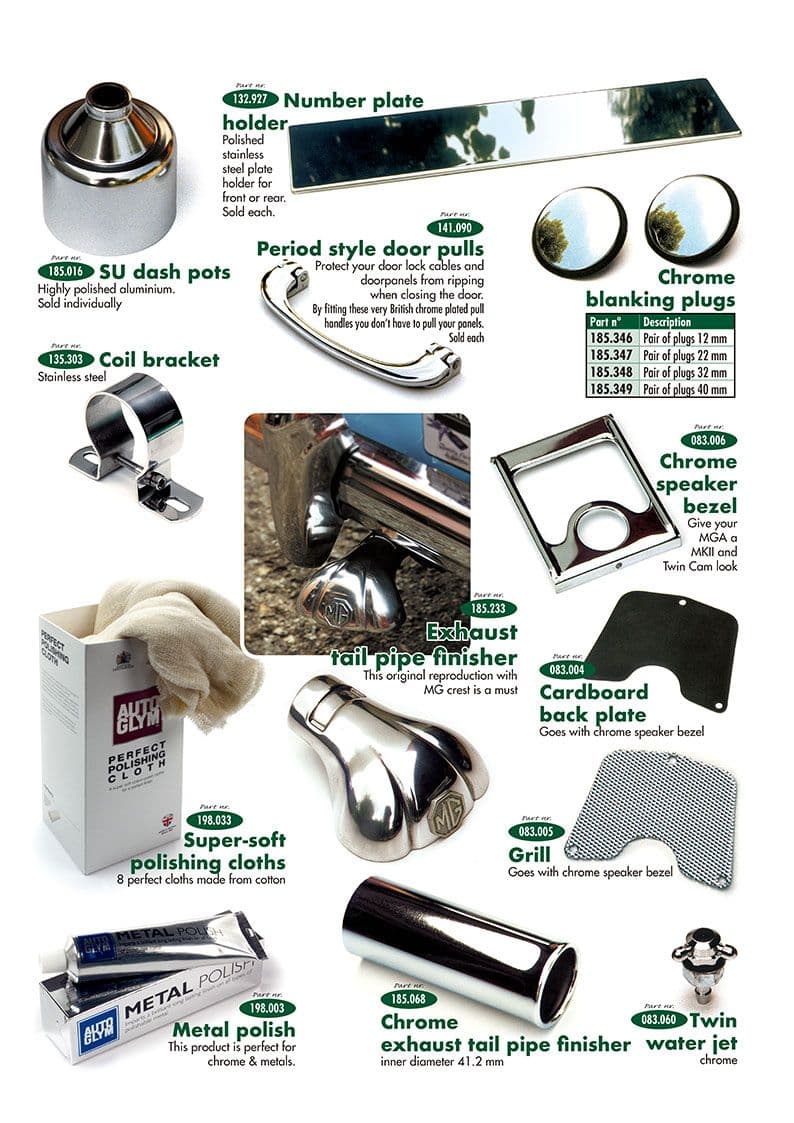 MGA 1955-1962 - Tailpipes & tips | Webshop Anglo Parts - Chrome accessories - 1