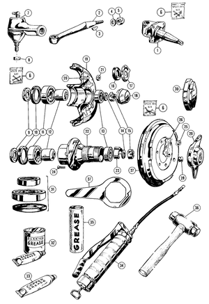 Eturipustukset & jousitus - MGTD-TF 1949-1955 - MG varaosat - Front suspension