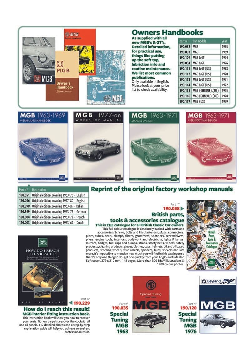 Handbooks - Manuels - Librairie & accessoires du pilote - MGB 1962-1980 - Handbooks - 1