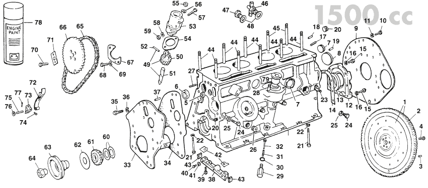 MG Midget 1964-80 - Engine block & parts - Timing 1500 - 1