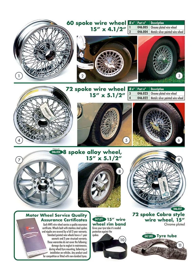 Wire & alloy wheels - Roue à rayons & fixations - Auto suspension, direction et pneu - MGA 1955-1962 - Wire & alloy wheels - 1