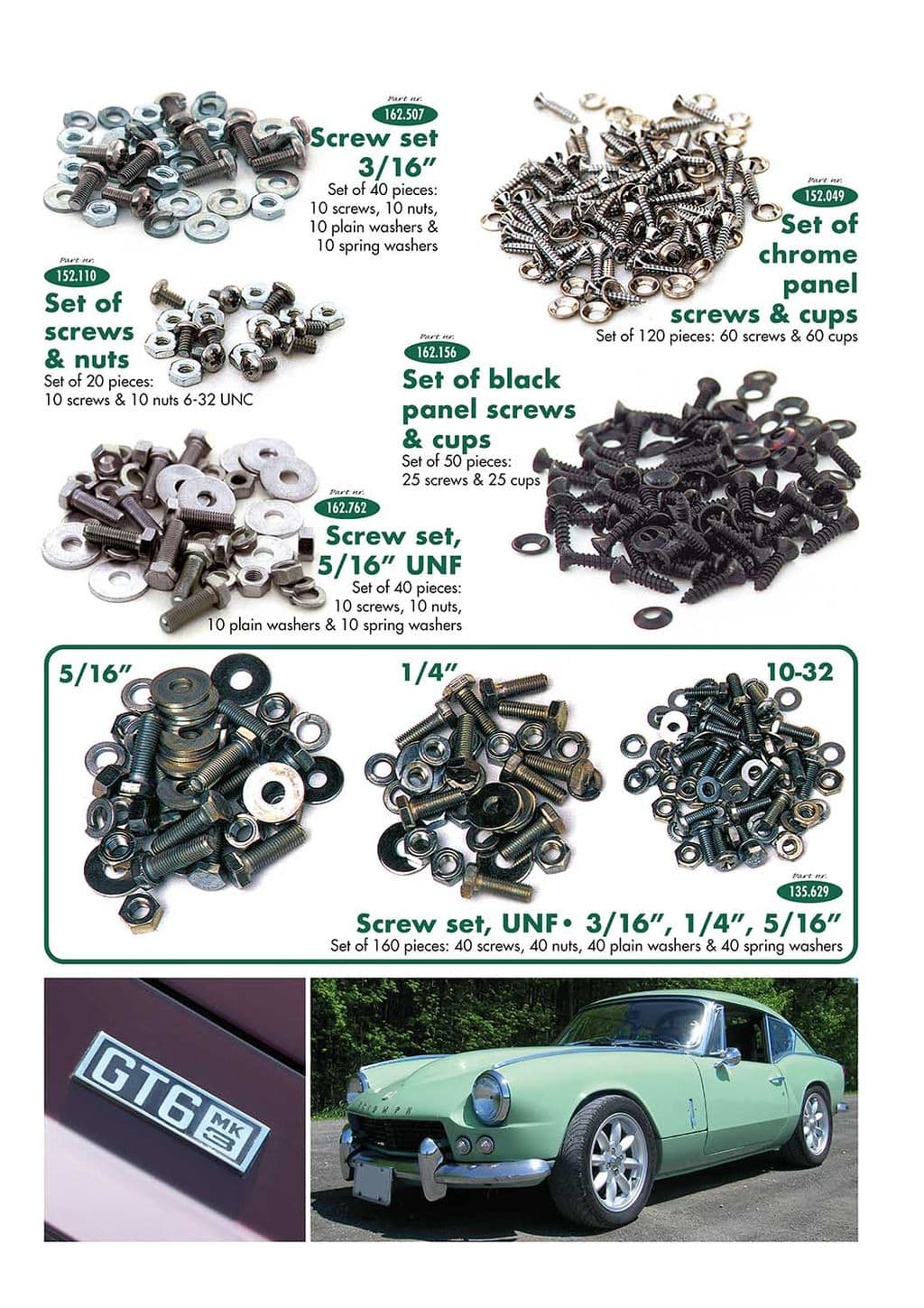 Screw kits - Workshop & Tools - Maintenance & storage - Triumph GT6 MKI-III 1966-1973 - Screw kits - 1