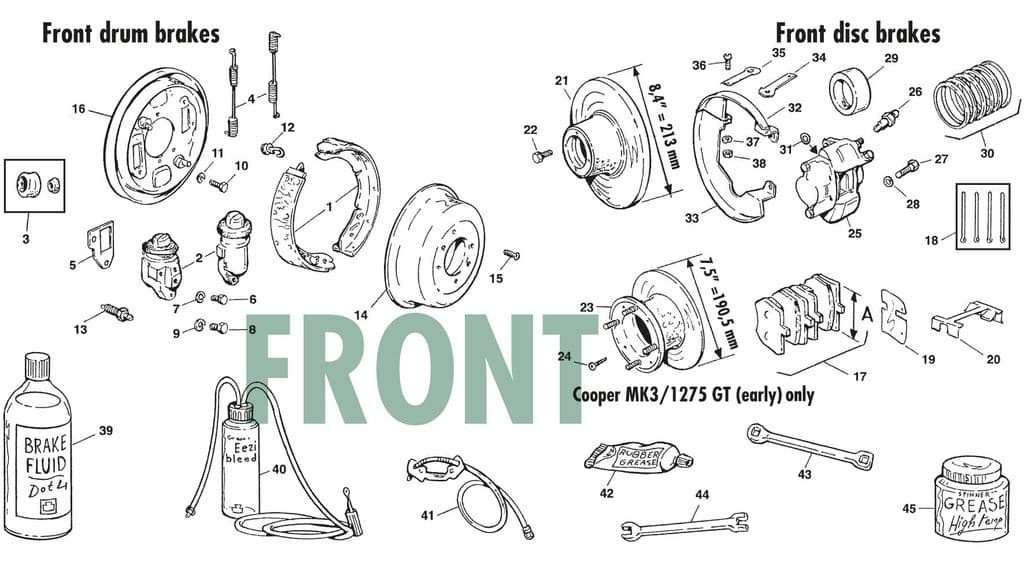 Mini 1969-2000 - Calipers & parts | Webshop Anglo Parts - Front brakes - 1