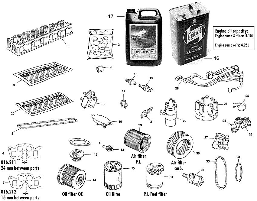 Triumph TR5-250-6 1967-'76 - Fuel filters - Most important parts - 1