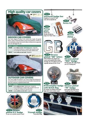 Tarvikkeet - Triumph GT6 MKI-III 1966-1973 - Triumph varaosat - Car covers & badges
