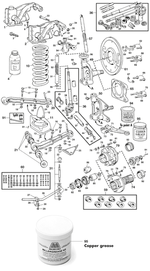 Eturipustukset & jousitus - Austin Healey 100-4/6 & 3000 1953-1968 - Austin-Healey varaosat - Front suspension