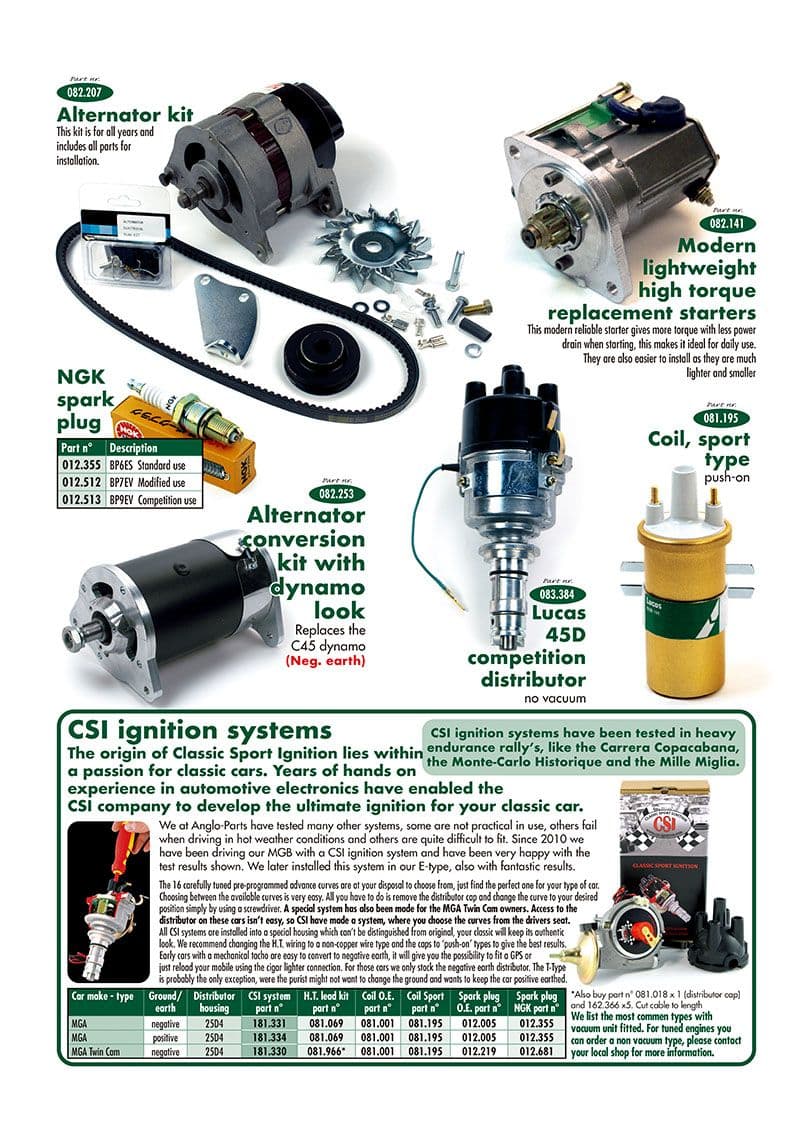 Ignition, starter, alternator - Modifiche Motore - Accessori e Tuning - MGA 1955-1962 - Ignition, starter, alternator - 1