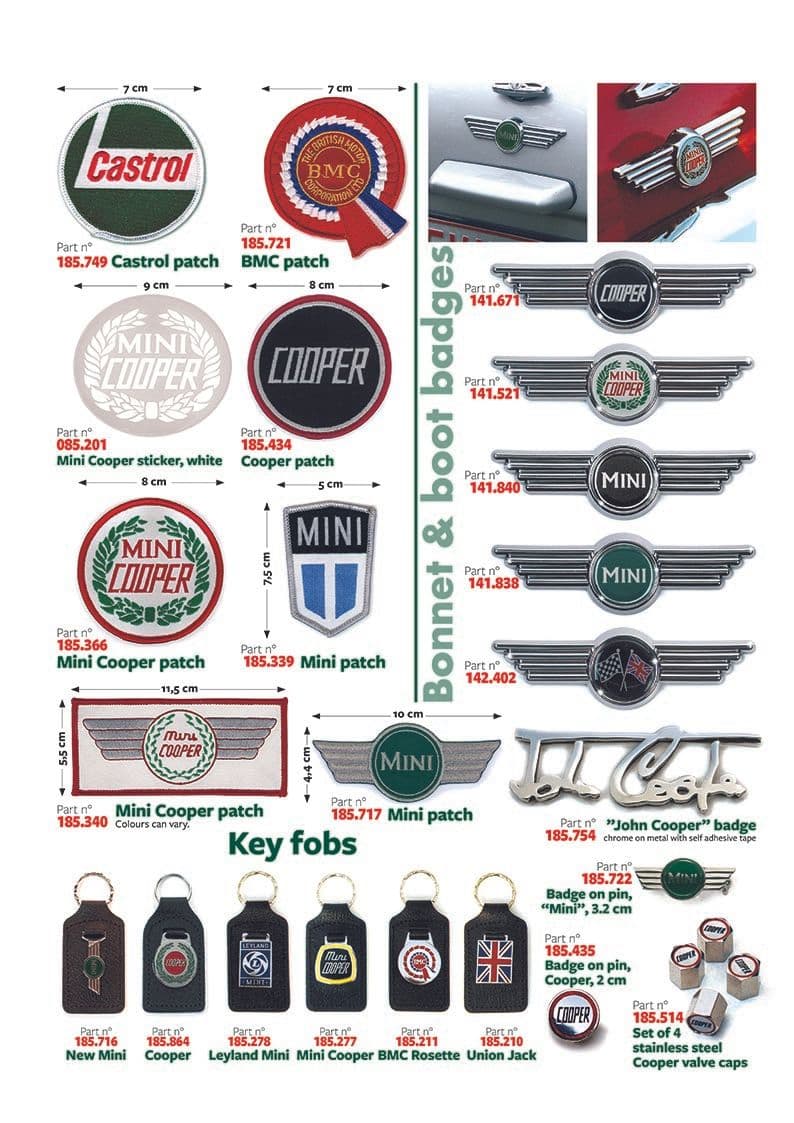 Badges and key fobs - Decalcomanie e Stemmi - Accessori e Tuning - Mini 1969-2000 - Badges and key fobs - 1