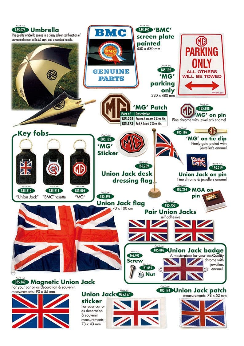 Key fobs, Union Jack, MG - Decalcomanie e Stemmi - Carrozzeria e Telaio - MGA 1955-1962 - Key fobs, Union Jack, MG - 1