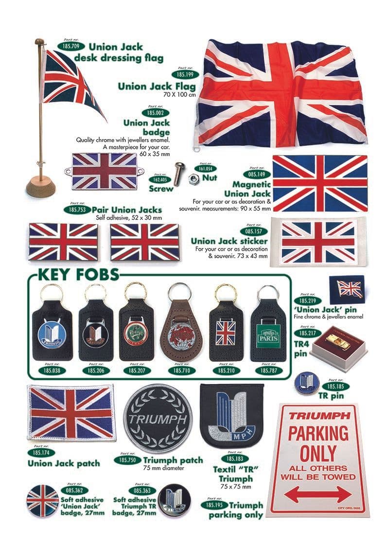 Union Jack, Key fobs etc. - Avaimenperät - Kirjallisuus & ajotarvikkeet - Triumph TR2-3-3A-4-4A 1953-1967 - Union Jack, Key fobs etc. - 1